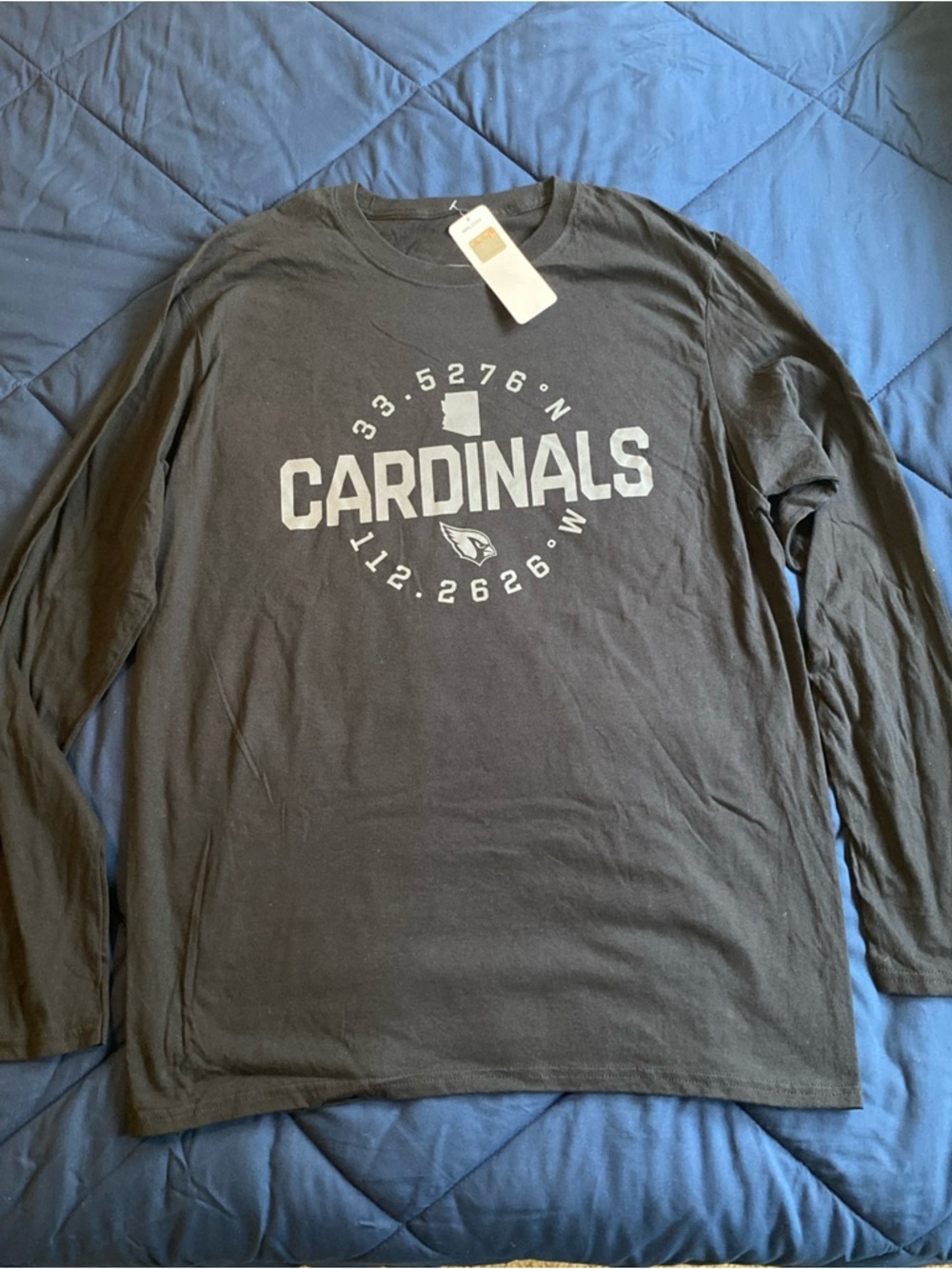NFL Cardinals Long Sleeve Shirt - Black with White Graphic